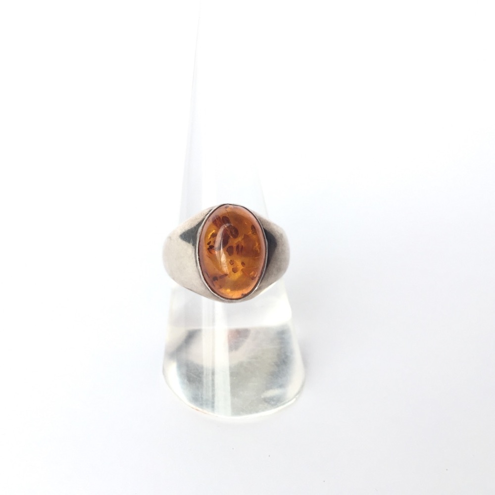 silver Baltic Amber ring